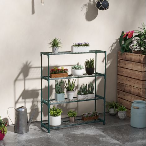 Scaffale portapiante a 4 livelli in acciaio verde scuro 89 x 28 x 107 cm HAVRYA (1/5)