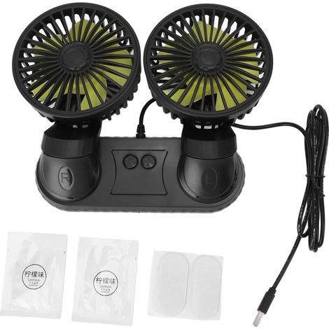 Ortviai Ventilateur USB Automobile Double Tête avec Rotation 360° et Fonction Aromathérapie pour Tableau de Bord (1/5)
