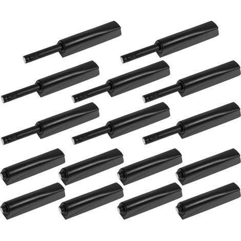 Lot de 16 amortisseurs de porte, Ouverture et fermeture faciles ,Utilisation polyvalente ,Push to Open,Pour armoires de cuisine, tiroirs, commodes,Noir (1/5)