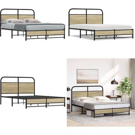 vidaXL Cadre de lit sans matelas 140x190 cm chêne sonoma (1/5)