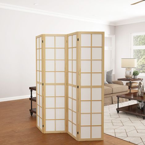Cloison pliante à 4 panneaux de 1,70 m (5,6 pi) pour bureau, chambre et salon, avec espace de rangement et d'intimité. (1/5)