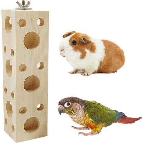 Giocattolo da masticare in legno per piccoli animali, giocattolo per posatoio per uccelli, giocattolo da dentizione in legno per pappagalli, accessori per gabbia per uccelli in legno per criceti, inse (1/5)