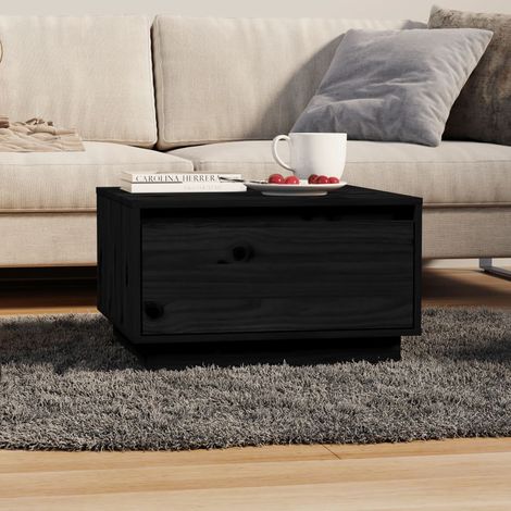vidaXL Tavolino da Salotto Nero 55x56x32 cm in Legno Massello di Pino (1/5)