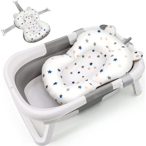 Coussin de Bain Bebe Transat Pour Baignoire Bébé Matelas Reducteur Hamac Oreiller Benoire Chaise 0-12 Mois Support Tapis Sièges Fixe Réglable (1/4)