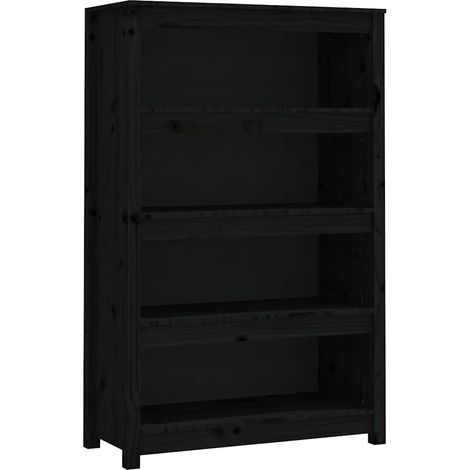 Maison Exclusive - Bücherregal Schwarz 80x35x126 cm Massivholz Ki (1/5)