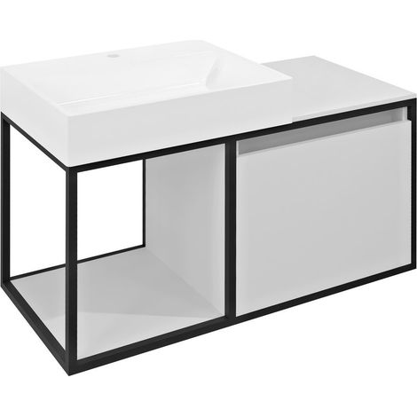 SKARA meuble sous-vasque 100x49,5x46,5cm, noir mat/blanc mat (1/4)