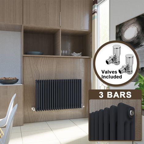 ELEGANT Cast Iron Radiator Horizontal Triple Column Radiator Traditional Column Radiator Rads 600 x 1010 mm with Valves (1/5)