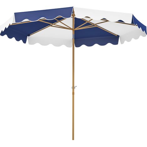 Grand parasol avec protection UV 50+ et toile réglable pour jardin, patio et terrasse Ø2,67 x 2,38 m Rayures bleues et blanches (1/5)