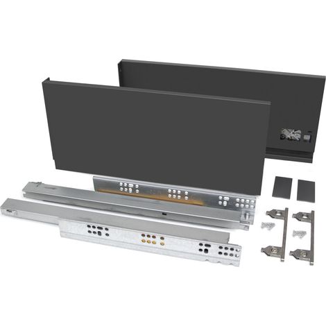 Kit cassetto Vertex cucina o bagno, altezza 178 mm, prof. 350 mm, 40 Kg, chiusura soft, Acciaio, Grigio antracite 3171635 EMUCA (1/5)
