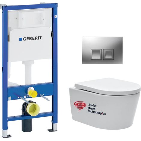 Pack telaio UP100 + piastra Delta50 cromo opaco + Vaso sospeso SAT senza flangia e fissaggi invisibili (SATrimlessGeb2-DE) (1/5)