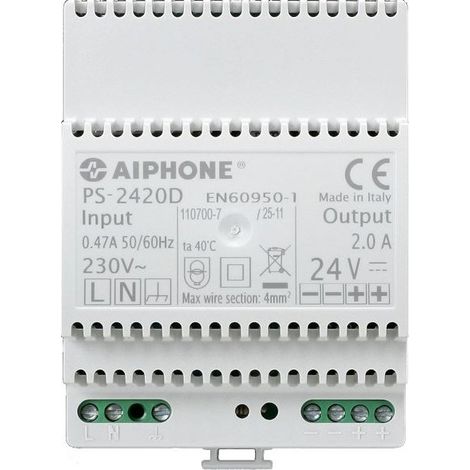 Aiphone – Alimentation secteur 230Vac / 24Vcc 2A – Fixation DIN et à vis – 69 x 93 x 66 mm pour installation flexible - VCC 2 A