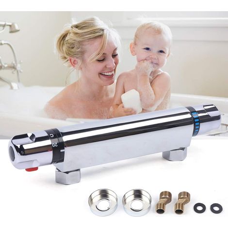 Rubinetto per doccia con termostato, Rubinetto Bagno, miscelatore per doccia, termostato, doccia, 38 ℃, protezione di sicurezza (1/5)