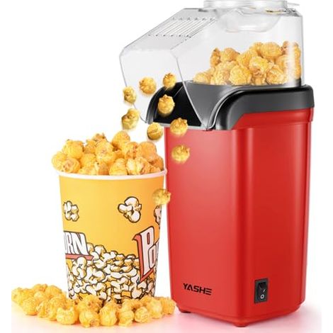 Machine à Pop Corn, 1200 W Machine à pop-corn à Air Chaud, Appareils à popcorn électrique, prêt en 2 Minutes, Sain et sans huile pour les soirées Cinéma, Rouge
