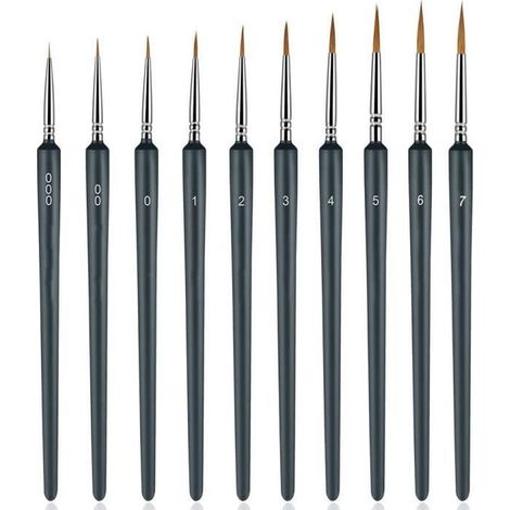 Détail Pinceau, 10 Pcs Peinture Pinceaux Acrylique Pour La Peinture À L\'aquarelle Gouache Et Acrylique (1/3)