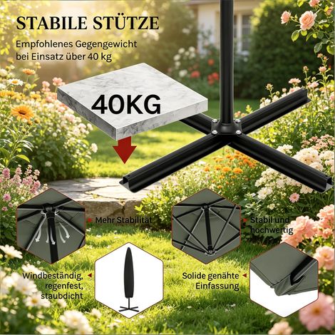 Parapluie de jardin, parasol pliant, parasol de piscine, parasol extérieur flexible (parapluie inclus uniquement)