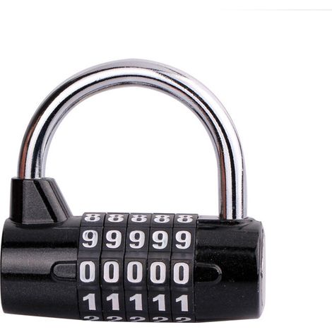 Cadenas à combinaison avec 5 chiffres Serrure Combinée pour casier scolaire, sacoches, valise etc- Noir (1/5)