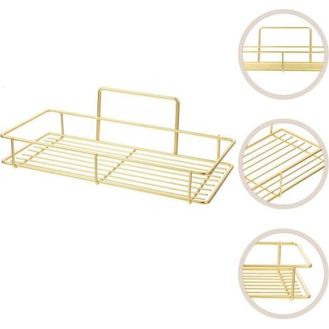 Étagère murale de salle de bain en fer doré - KAGOLOW - Sans perçage - 25 x 11,5 cm - Suspendue - Rangement mural (1/5)