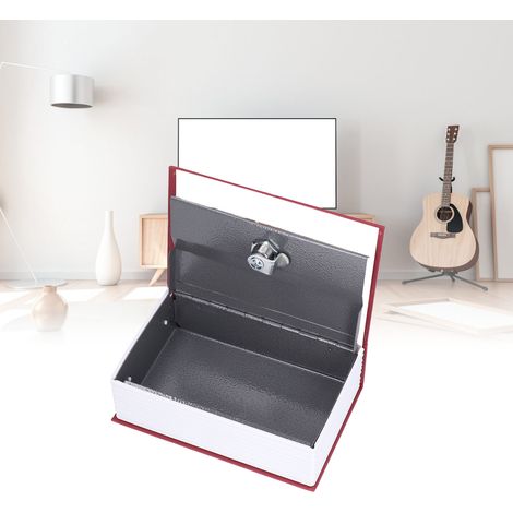 Coffre-fort classique en acier en forme de livre, coffre-fort de haute qualité avec serrure secrète en forme de livre, boîte à combinaison de clé cachée, aspect livre en acier rouge. (1/5)