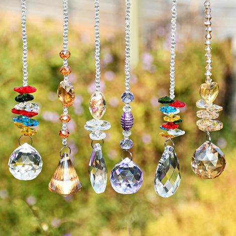 Set mit 6 Kristall-Sonnenfängern, Fensterprismen, Sonnenfängern, Prismenkugeln