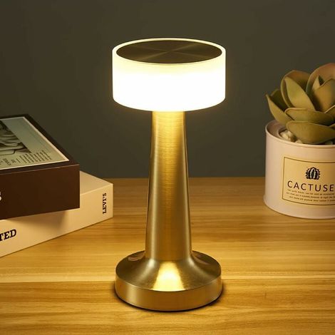 Rechargeable LED Table Lamp, Cordless Desk Lamp, 3-Level Brightness Adjustment, Cordless Desk Lamp, Metal Bedside Lamp, for Outdoor, Bedside, MUMU (1/4)