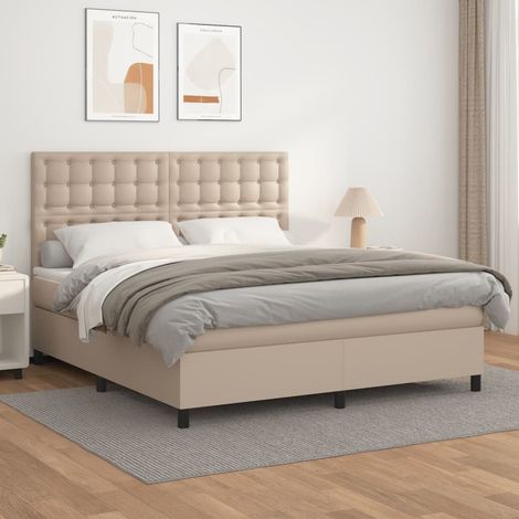 Boxspringbett Matratze Cappuccino-Braun 160x200 cm Kunstleder (1/5)