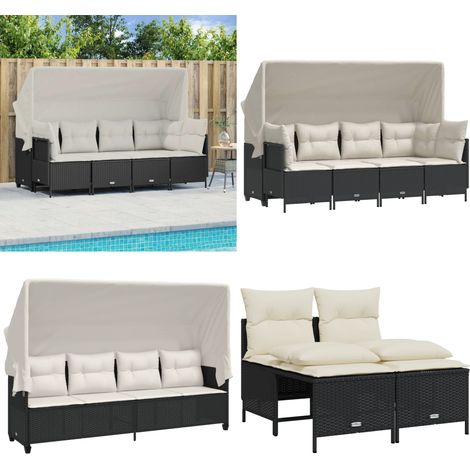 Salon de jardin 5 pcs avec coussins noir résine tressée - Ensemble Salon De Jardin - Salon De Jardin Pliable - Meuble De Jardin - Mobilier De Jardin - Résine Tressée - Home & Living (1/5)