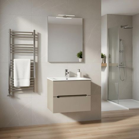 Composizione mobile bagno sospeso con cassetti cm 60 mod. TALIA - Tortora Opaco (1/4)