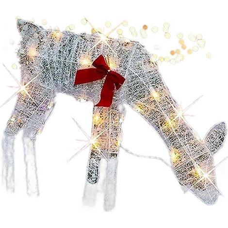 Décorations de Noël lumineuses de Noël en 2D pour l'extérieur, traîneau lumineux pré-illuminé du Père Noël et de Rudolph, avec une biche. (1/5)