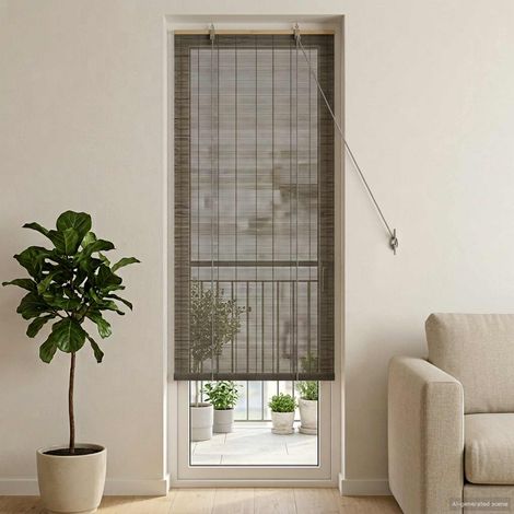 Tenda a rullo Grigio 60 x 220 cm Bambù vidaXL