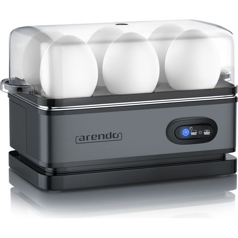 Arendo Eierkocher 6-fach, 400 W, Edelstahl, Warmhaltefunktion, Härtegrad einstellbar, für 6 Eier, grau (1/5)