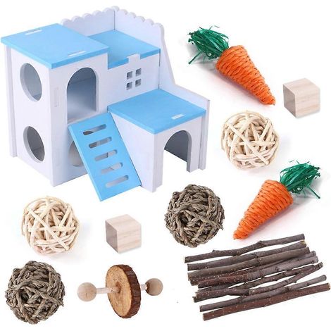 Kauspielzeug für Kaninchen, Zerreiß- und Beißspielzeug, Schaukelspielzeug für kleine und mittlere Haustierkäfige, Haustierbedarf (1/4)