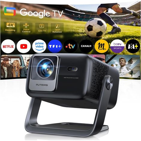 Vidéoprojecteur 4K 36W Speaker 1300 ANSI Rétroprojecteur Home Cinéma 4K Auto Focus Keystone Rotatif 360°, Courte Focale, Contrôle Vocal, HDR10 Projecteur Extérieur WiFi6 Bluetooth FHD1080P
