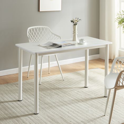 Esstisch Tammela für 4 Personen 120x60 cm Marmor-Optik, weiß [en.casa]