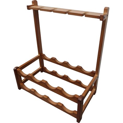 Portabottiglie in bambù, design salvaspazio, soluzioni di stoccaggio versatili, marrone (1/2)