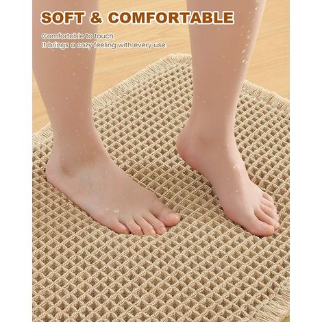 Tapis de bain gaufré antidérapant - Marron - 50 x 80 cm (1/3)