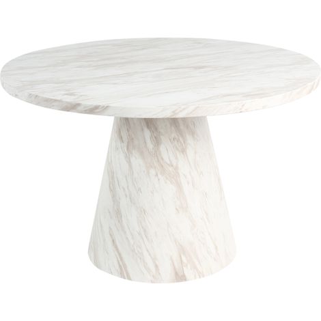 Mesa de comedor redonda estilo moderno ⌀ 120 base de pedestal efecto mármol blanco Mere