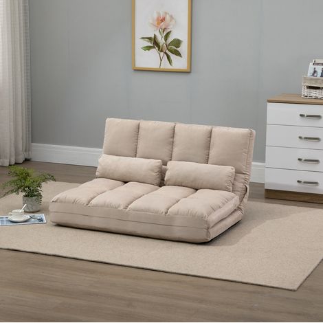 Sillón de suelo 2 en 1 convertible en cama beige 102 x 73 x 60 cm (1/5)