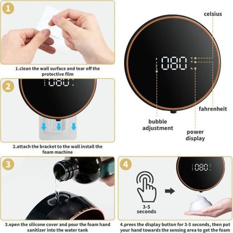 Distributeur de savon mural automatique - Capteur infrarouge sans contact - Capacité 300 ml - Chargeur USB (1/5)