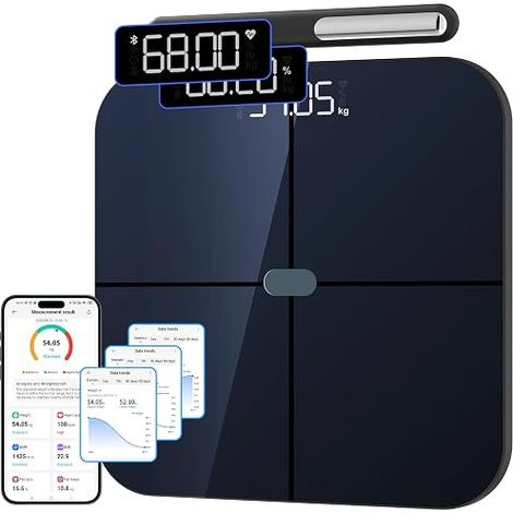 Body Fat Scales, Scales Connected WIFI & Bluetooth with 8 Electrodes, High Precision 46 Body Data for App Included Andriod and iOS, Capacity 180kg/400lb, 30 x 30 cm (1/5)