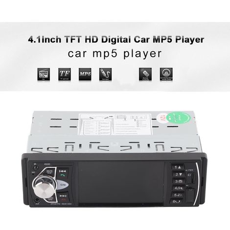 Autoradio MP5 Bluetooth HD 4,1 pouces avec radio FM de recul et lecteur de carte, compatible avec les commandes au volant, la caméra et la télécommande (pile non fournie). Modèle : 4022D (avec caméra) (1/5)