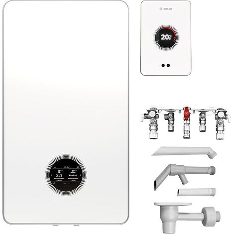 BOSCH Condens Brennwert-Standardpaket Bopa ST GC78C-012, 7800i W, 20/30kW, Kombi, Montageplatte Nr. 1660, Trichtersiphon