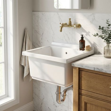 Lavatoio ceramica 61x61 cm con foro miscelatore – Revine Dolomite
