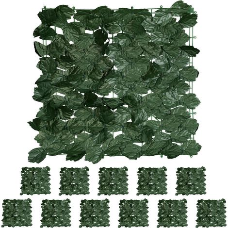 Set di 12 schermaglie decorative artificiali 50 x 50 cm in poliestere verde scuro 130014622