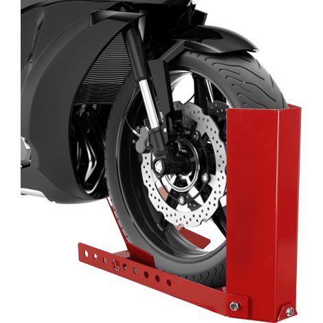Jiubiaz Motorradständer mit Vorderradklemme, Stahlwippe 8–24 Zoll, Reifen 60–145 mm, für Garage, Rot (1/5)