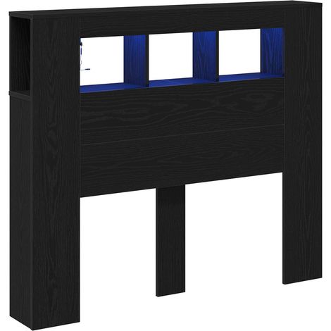 Maison Exclusive - Cabecero LED con estante Roble Negro 120 x 18,