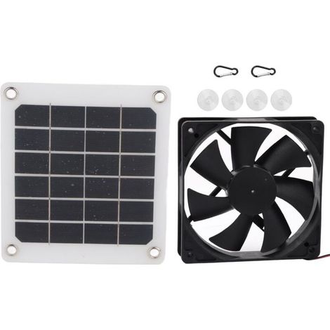 Trywise Ventilateur d'échappement de panneau d'énergie solaire extérieur 6V 10W, chargement USB pour serre et poulailler (1/4)