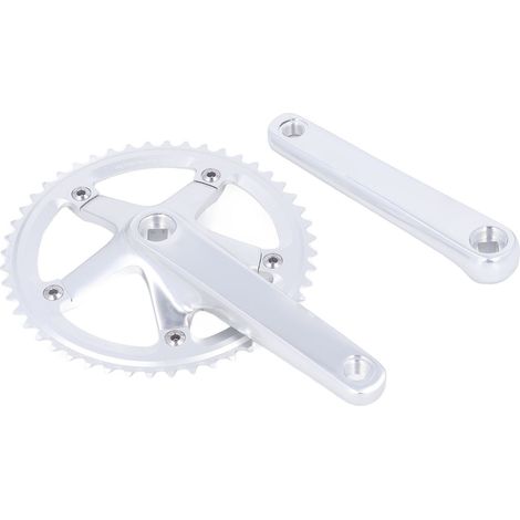 Kurbelgarnitur aus Aluminiumlegierung, 144 mm Lochkreis, 48 Zähne Vierkantaufnahme, inklusive Kurbelarme, für Mountainbikes und Rennräder, silberfarben (1/5)