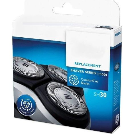 Têtes de rasoir Philips SH30 – Lot de 3 têtes pour séries 1000, 2000, 3000 – Bords arrondis pour rasage doux (1/3)
