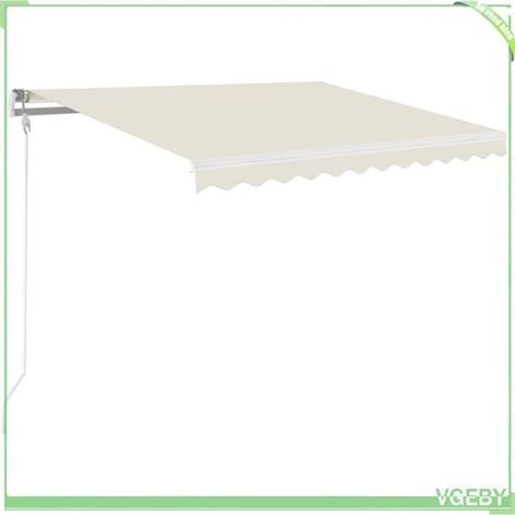 Auvent rétractable manuel - FAFEICY - 3068882 - 350x250 cm - Tissu polyester PU anti-UV & étanche - LEDs solaires (1/5)
