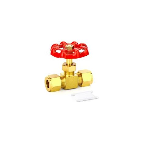 Vanne à bille en laiton avec interrupteur d'arrêt, 12 mm OD x 12 mm OD Compresseur d'air à compression Vanne d'arrêt pour eau, huile, gaz (1/5)